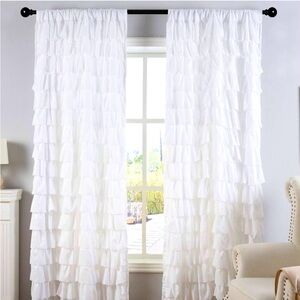 One Ruffled White Panel for window or closet